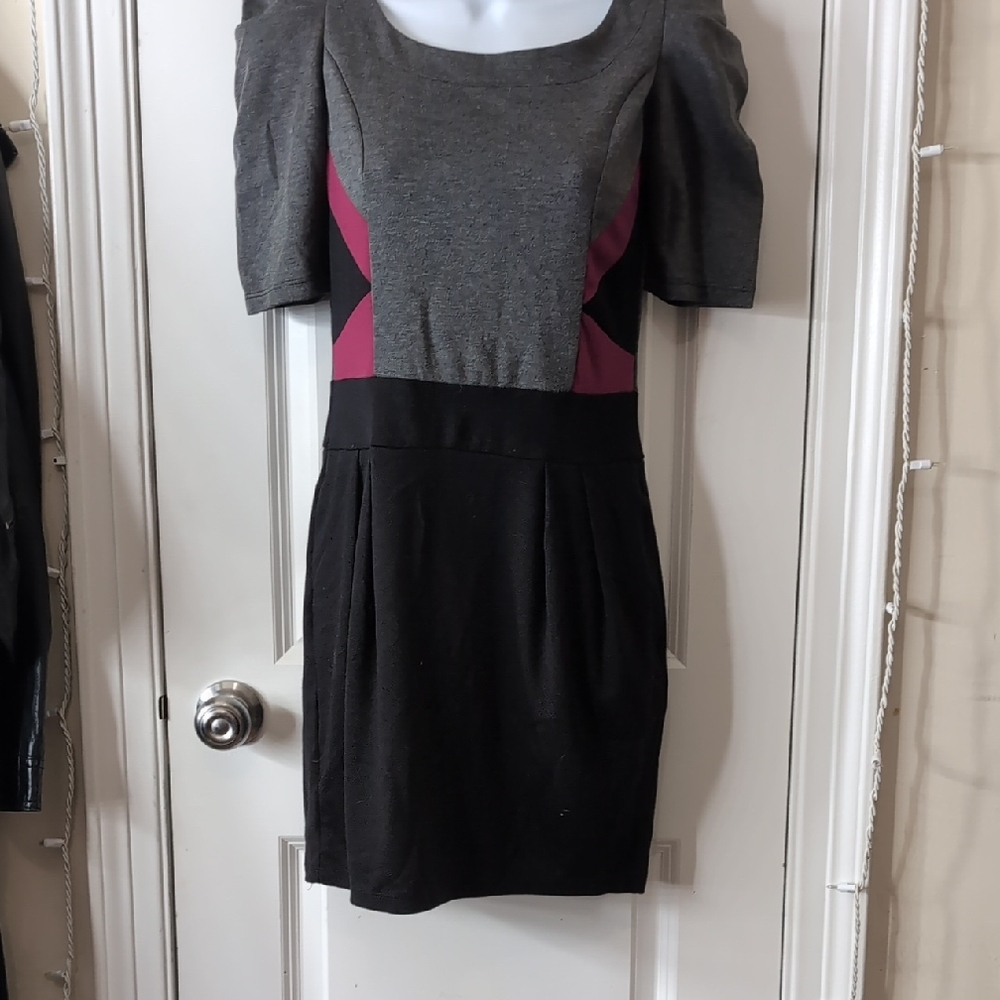 Elegant Gray and Pink Mini Dress